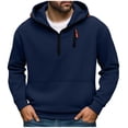 thumbnail image 1 of Enjoytime Sweatshirts for Men Solid Color Quarter Zip Pullover Hoodies Fashion Casual Long Sleeve Warm Fall Winter Oversized Hoodie Navy L, 1 of 7