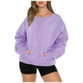 thumbnail image 1 of Enjoytime Sweatshirts for Women Casual Crewneck Pullover Tunic Sweatshirt Tops Loose Fit Womens Long Sleeve Solid Color Shirts with Pockets, 1 of 4