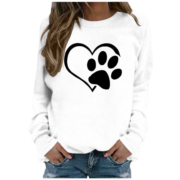 Enjoytime Sweatshirts for Women Cute Printed Crewneck Long Sleeve Shirts Pullover Tops Fall Fashion Lightweight Sweatshirt