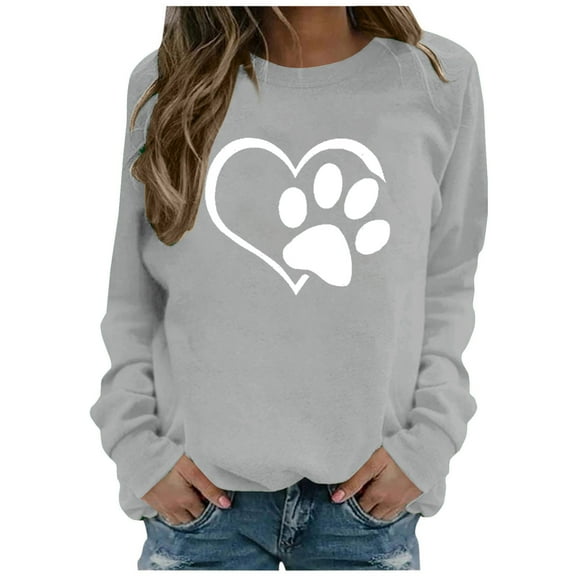 Enjoytime Sweatshirts for Women Cute Printed Crewneck Long Sleeve Shirts Pullover Tops Fall Fashion Lightweight Sweatshirt