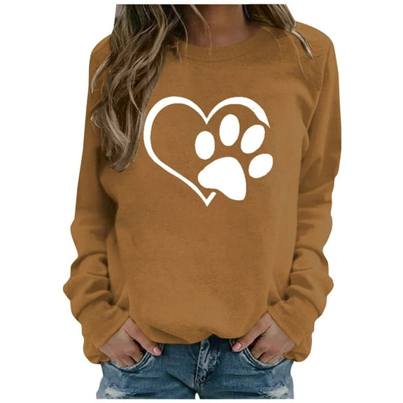 Enjoytime Sweatshirts for Women Cute Printed Crewneck Long Sleeve Shirts Pullover Tops Fall Fashion Lightweight Sweatshirt