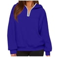 thumbnail image 1 of Enjoytime Sweatshirts for Women Solid Color V-Neck Half Zip Pullover Hoodies Casual Loose Long Sleeve Sweatshirt Fall Winter Clothes 2025 Blue S, 1 of 5