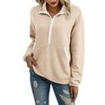 thumbnail image 1 of Enjoytime Sweatshirts for Women Trendy Solid Color Lapel Quarter Zip Pullover Sweatshirt Casual Comfy Long Sleeve Tops Khaki XL, 1 of 8
