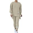 thumbnail image 1 of Enjoytime Sweatsuits Women 2 Piece Outfit Solid Color Crewneck Long Sleeve Sweatshirt and Leggings Plus Size Sets Fall Winter Casual Fashion Clothing, 1 of 7
