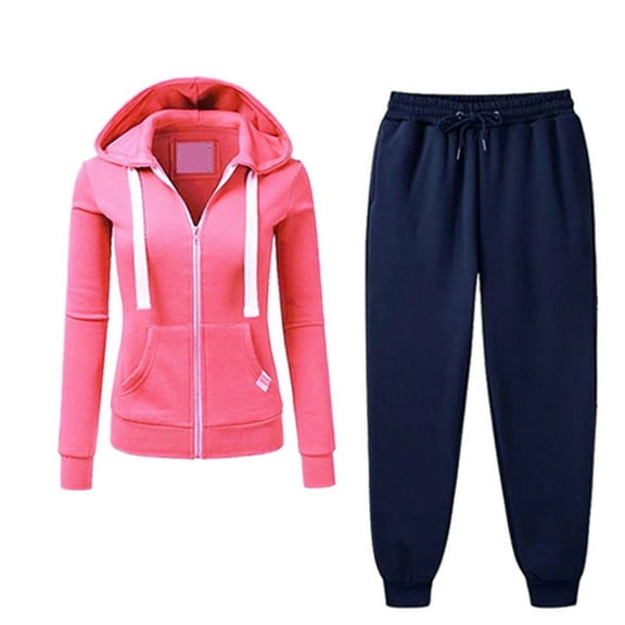 Enjoytime Sweatsuits Women 2 Piece Outfit Solid Color Long Sleeve Zip Up Hoodies Sweatpants Matching Set Casual Fashion Plus Size Clothes