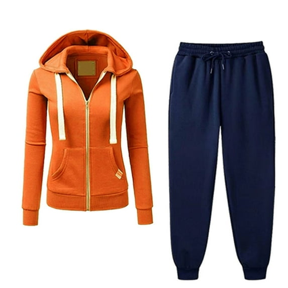 Enjoytime Sweatsuits Women 2 Piece Outfit Solid Color Long Sleeve Zip Up Hoodies Sweatpants Matching Set Casual Fashion Plus Size Clothes