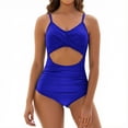 thumbnail image 1 of Enjoytime Swimming Suits for Women Tummy Control Cutout V-Neck 1 Piece Bathing Suits Criss Cross Back Modest Swimwear, 1 of 7