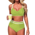 thumbnail image 1 of Enjoytime Swimsuit for Women Patchwork Criss Cross Back Push Up Padded Bikini Set Tummy Control Modest 2 Piece Bathing Suits, 1 of 7