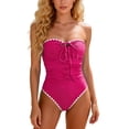 thumbnail image 1 of Enjoytime Swimsuits for Women Tummy Control Strapless One Piece Bathing Suit Bow Tie Knot Cutout Ruched Modest Swimwear, 1 of 6