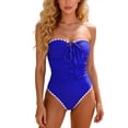 thumbnail image 1 of Enjoytime Swimsuits for Women Tummy Control Strapless One Piece Bathing Suit Bow Tie Knot Cutout Ruched Modest Swimwear, 1 of 6