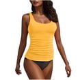 thumbnail image 1 of Enjoytime Tankini Swimsuits for Women Tummy Control Two Piece Bathing Suit Fashion Solid Push-Up Padded Ruched Tankini Top with Bottom Athletic Summer Swimwear, 1 of 5