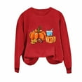 thumbnail image 1 of Enjoytime Thanksgiving Crewneck Sweatshirts Women Cute Printed Long Sleeve Pullover Tops Casual Loose Fall Winter Sweatshirt Red M, 1 of 3