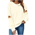 thumbnail image 1 of Enjoytime Thanksgiving Fall Clothes for Women Cute Printed Long Sleeve Pullover Tops Casual Loose Crewneck Sweatshirt Beige M, 1 of 4