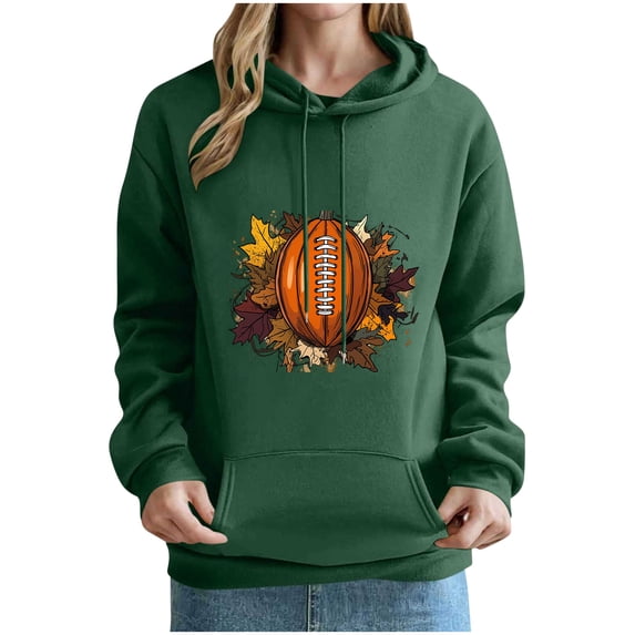 Enjoytime Thanksgiving Hoodie Women Print Long Sleeve Pullover Sweatshirt Fall Winter Cute Casual Hoodie with Pockets