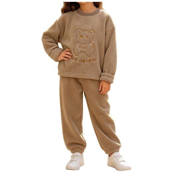 Enjoytime Toddler Two Piece Outfits Cute Print Long Sleeve Zip Up Jacket Pants Girls Sets Fleece Warm Cozy Fall Winter Clothes Set