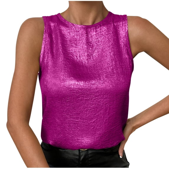 Enjoytime Tops for Women Casual Solid Color V-Neck Sleeveless Shirts 2026 Fashion Party Gathering Trendy Tank Tops