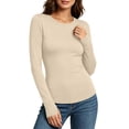thumbnail image 1 of Enjoytime Tops for Women Crew Neck Stretchy Long Sleeve Undershirt Fall Winter Soft Casual Fitted Basic Tees with Thumbholes, 1 of 8