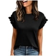 thumbnail image 1 of Enjoytime Tops for Women Trendy Crewneck Ruffle Short Sleeve Shirts Business Casual Work Plus Size Blouse, 1 of 6