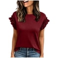thumbnail image 1 of Enjoytime Tops for Women Trendy Crewneck Ruffle Short Sleeve Shirts Business Casual Work Plus Size Blouse, 1 of 6