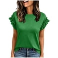 thumbnail image 1 of Enjoytime Tops for Women Trendy Crewneck Ruffle Short Sleeve Shirts Business Casual Work Plus Size Blouse, 1 of 6
