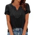 thumbnail image 1 of Enjoytime Tops for Women Trendy Printed V-Neck Short Sleeve Button Down Blouse Summer Casual Plus Size Shirts, 1 of 7