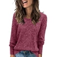 thumbnail image 1 of Enjoytime Tops for Women Trendy Round Neck Long Sleeve Knitted Stripe Blouses Business Casual Fall Fashion 2025 Trendy Shirts Winter Clothes, 1 of 7