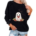 thumbnail image 1 of Enjoytime Tops for Women Trendy Winter Cute Printed Round Neck Shirts Halloween Casual Fall Long Sleeve Pullover Blouses Black M, 1 of 3