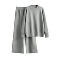 thumbnail image 1 of Enjoytime Travel Outfits for Women 2 Piece Sets Solid Color Long Sleeves Blouse and Lounge Pants Pants Fall Casual Lounge Sets Gray C Free Size, 1 of 3