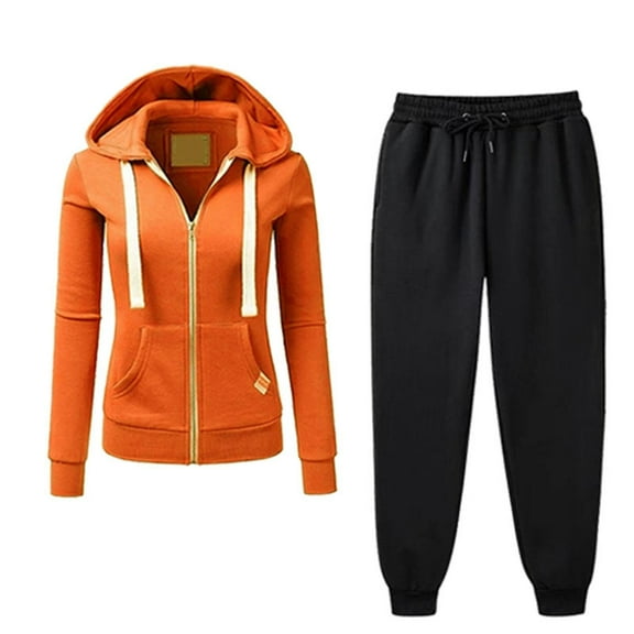 Enjoytime Travel Outfits for Women Solid Color Long Sleeve Zip Up Hoodie Sweatpants 2 Piece Sets Plus Size Fall Fashion Casual Track Suits