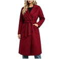 thumbnail image 1 of Enjoytime Trench Coat Women Lapel Double Breasted Long Overcoat with Belt Long Sleeve Trendy Casual Fashion Fall Winter Outerwear, 1 of 7