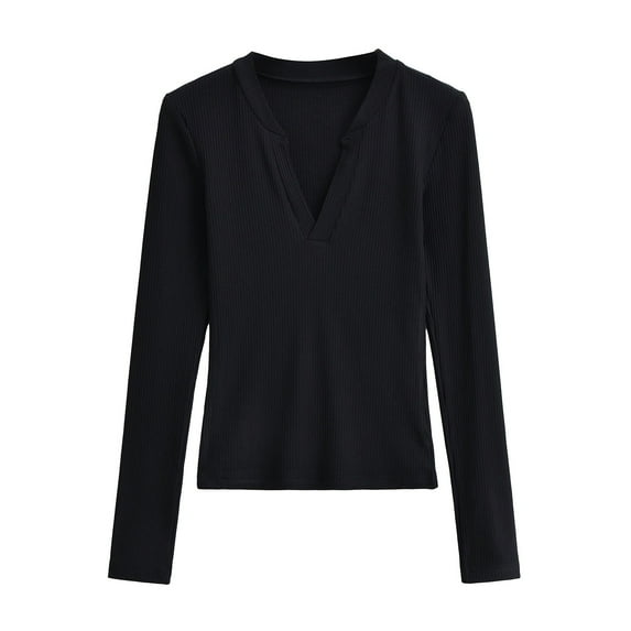 Enjoytime Trendy Tops for Women 2025 Solid Color V-Neck Long Sleeve Pullover Blouse Fall Dressy Casua Business Work Shirt