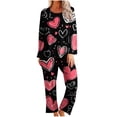 thumbnail image 1 of Enjoytime Two Piece Sets for Women Heart Print Loungewear Crew Neck Long Sleeve Shirts Pants Matching Sleepwear Plus Size Fashion Cute Pajamas, 1 of 6