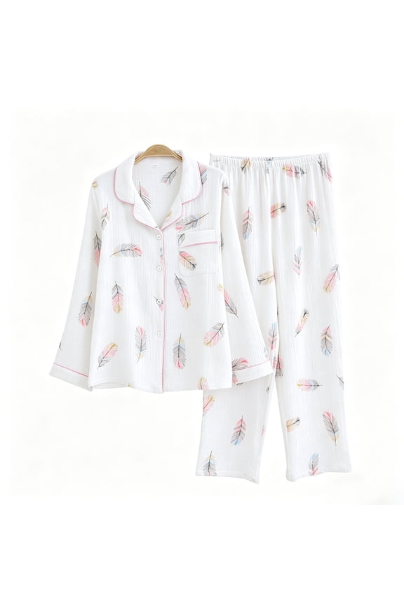 Pajamas for Women Set Long Sleeve V Neck Button Down Shirts with Pants Loungewear Comfy 2 Piece Sleepwear