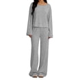 thumbnail image 1 of Enjoytime Two Piece Sets for Women Solid Color Crewneck Long Sleeve Tops with Pants Loungewear Matching Comfy Casual Outfits, 1 of 6