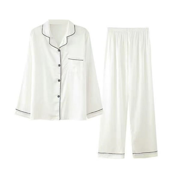 Enjoytime Two Piece Sets for Women Solid Color Long Sleeve Button Down Blouses Wide Leg Pants Loungewear Fall Fashion Winter Plus Size Outfits