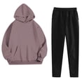 thumbnail image 1 of Enjoytime Two Piece Sets for Women Solid Color Long Sleeve Hoodie with Sweatpants Outfits Comfy Casual Sweatsuits Fall Winter Loungewear, 1 of 6