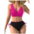 thumbnail image 1 of Enjoytime Two Piece Swimsuit for Women Color Block Adjustable Straps Bikini Set Tummy Control Side Drawstring Modest Bating Suits, 1 of 3