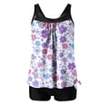 thumbnail image 1 of Enjoytime Two Piece Swimsuit for Women Floral Printed Tummy Control Bathing Suits Sporty Modest Tankini Tops with Shorts, 1 of 4