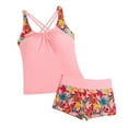 thumbnail image 1 of Enjoytime Two Piece Swimsuit for Women Printed Crisscross Back Tummy Control Tankini Swimsuits Athletic Modest Swimwear with Shorts, 1 of 8