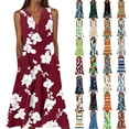 thumbnail image 1 of Enjoytime Vacation Dresses for Women Print V-Neck Sleeveless Casual Long Dresses Summer Beach Plus Size Floral Dress, 1 of 5