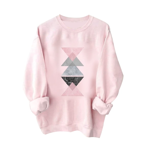 Enjoytime Valentine's Day Lightweight Sweatshirt for Women Crew Neck Fashion Print Pullover Tops Loose Soft Baggy Long Sleeve Tops for Woman on Clearance