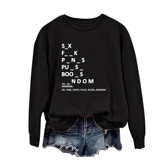 Enjoytime Valentine's Day Sweatshirt for Women Plus Size Letter Print Long Sleeve Drop Shoulder Pullover Comfy Dailywear Streetwear Womens Crewneck Sweatshirts Clothing Trendy 2024 on Clearance