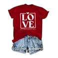 thumbnail image 1 of Enjoytime Valentine's Day Womens Shirts Lover Heart Printed Crewneck Short Sleeve Blouses Casual Funny Fashion Plus Size Womens Tops Red XXXL, 1 of 6