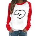 thumbnail image 1 of Enjoytime Valentines Day Women Sweatshirt Heart Print Pullover Long Sleeve Blouse Fashion Casual Cute Crewneck Sweatshirts Black L, 1 of 5