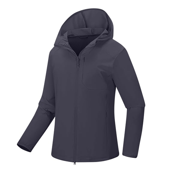Enjoytime Waterproof Jackets for Women Solid Color Lightweight Hooded Raincoat Windproof Active Outdoor Trench Coat Plus Size Clothes