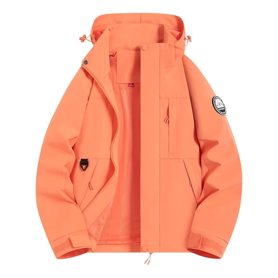 Enjoytime Waterproof Jackets for Women Solid Color Loose Lightweight Raincoats with Hood Travel Outdoor Active Windbreaker Plus Size Winter Clothes