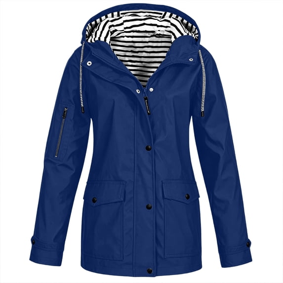 Enjoytime Rain Coats For Women Lightweight Windproof Waterproof Windbreaker Travel Outdoor Hooded Rain Jacket Plus Size Womens Clothing