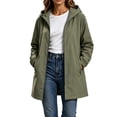 thumbnail image 1 of Enjoytime Windbreaker Jacket Women Long Sleeve Zip Up Hooded Long Rain Jacket Outdoor Hiking Travel Casual Outerwear with Pockets, 1 of 8