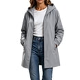 thumbnail image 1 of Enjoytime Windbreaker Jacket Women Long Sleeve Zip Up Hooded Long Rain Jacket Outdoor Hiking Travel Casual Outerwear with Pockets, 1 of 8