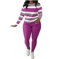 thumbnail image 1 of Enjoytime Winter 2 Piece Sets for Women Printed Crewneck Long Sleeve Sweatshirt Sweatpants Loungewear Fashion Sweatsuits Purple L, 1 of 7